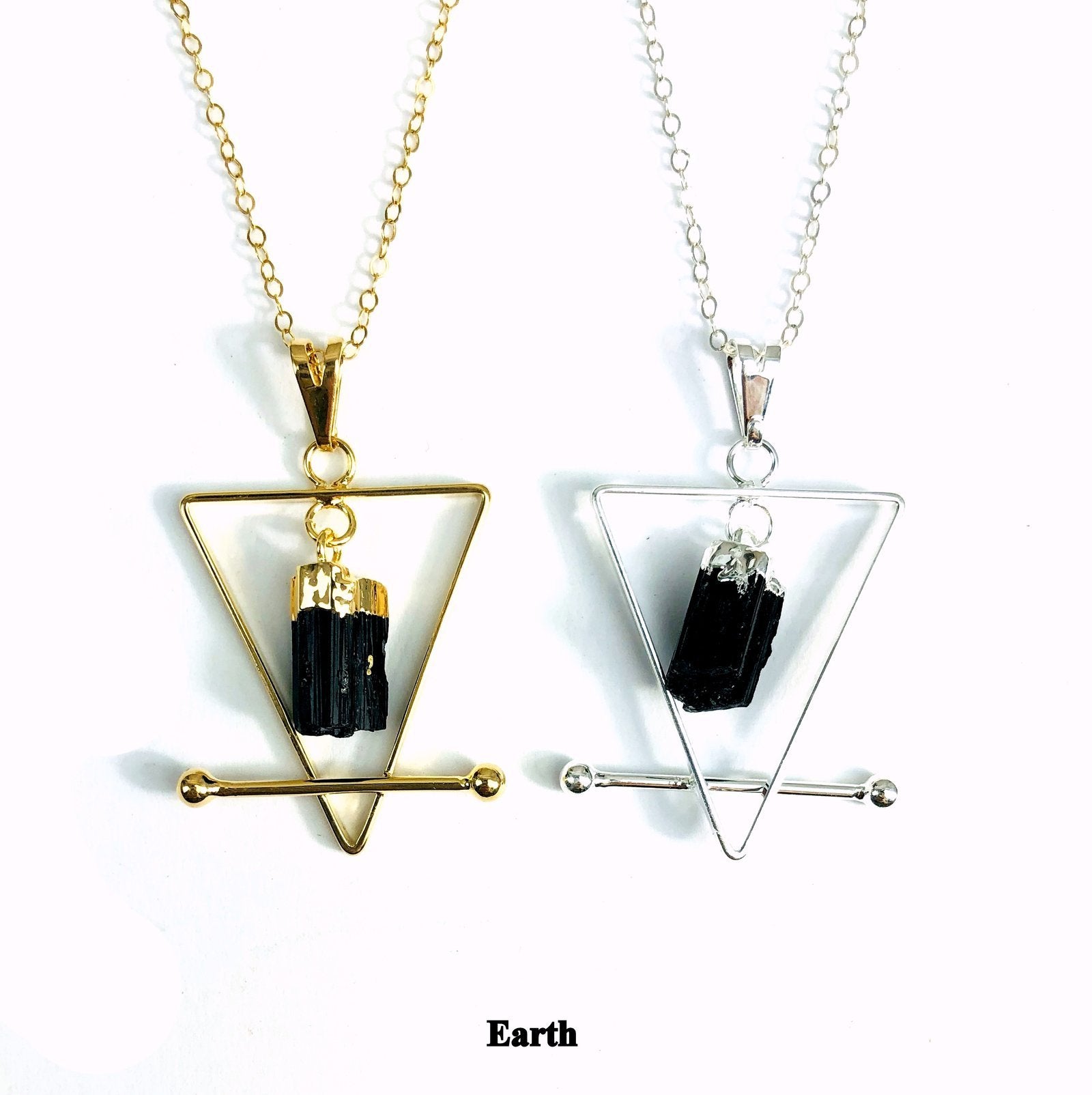 Black Tourmaline and Quartz With 14K Gold Plated or Silver Metal Pendant Necklace - FunkyPeacockStore (Store description)