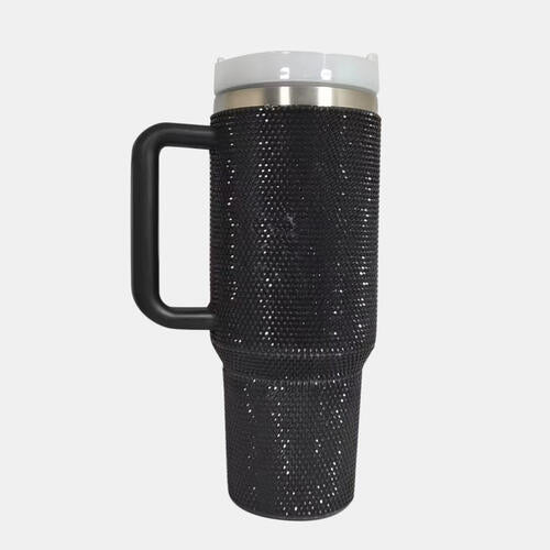 Rhinestone Stainless Steel Tumbler with Straw - FunkyPeacockStore (Store description)