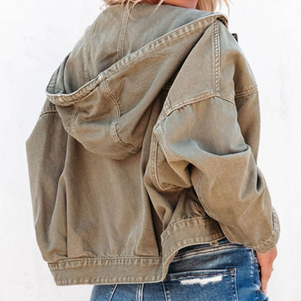 Hooded Dropped Shoulder Denim Jacket - FunkyPeacockStore (Store description)