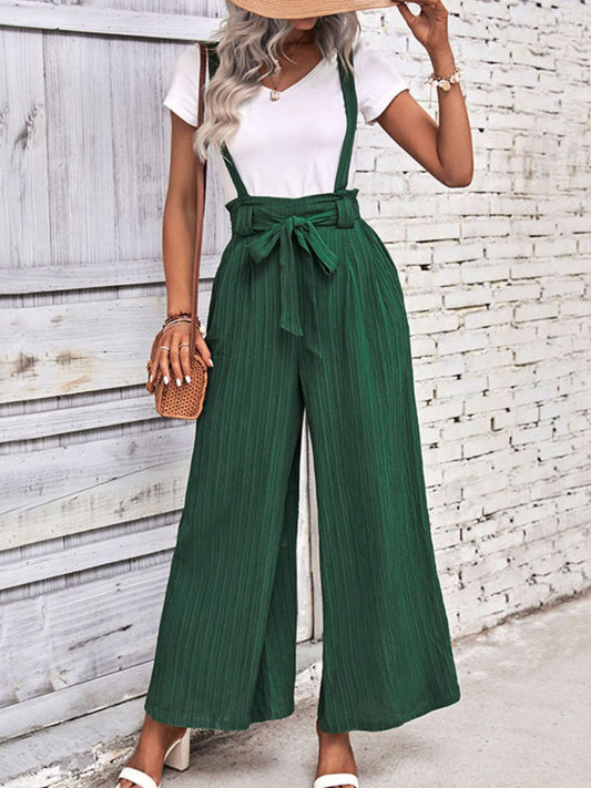 Tie Belt Wide Leg Overalls - FunkyPeacockStore (Store description)