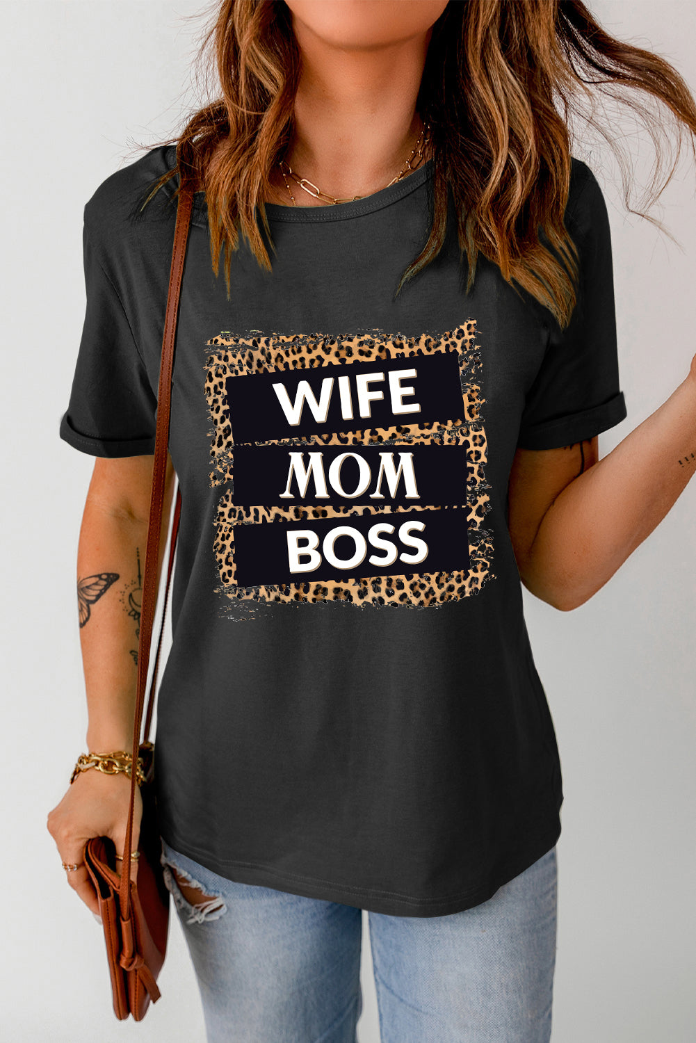 WIFE MOM BOSS Leopard Graphic Tee - FunkyPeacockStore (Store description)