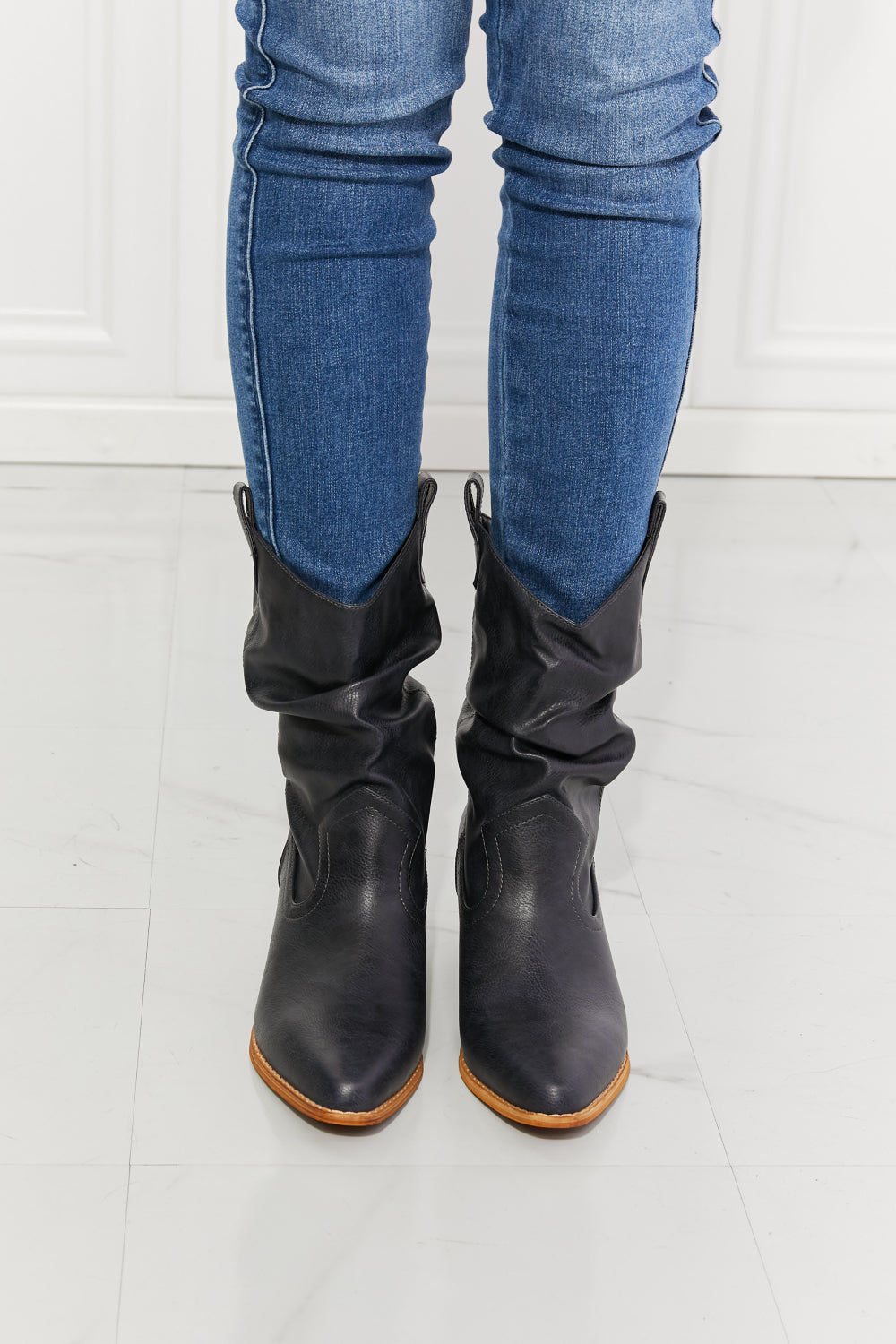 MMShoes Better in Texas Scrunch Cowboy Boots in Navy - FunkyPeacockStore (Store description)