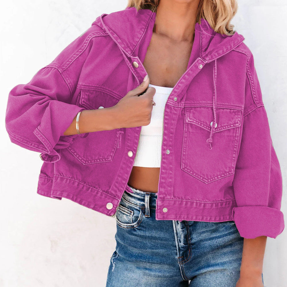 Hooded Dropped Shoulder Denim Jacket - FunkyPeacockStore (Store description)