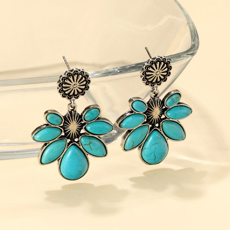 Artificial Turquoise Flower Earrings - FunkyPeacockStore (Store description)