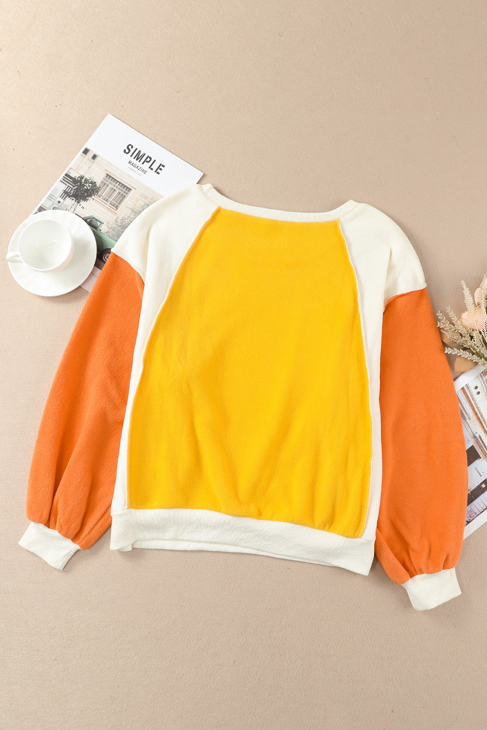 Round Neck Dropped Shoulder Color Block Sweatshirt - FunkyPeacockStore (Store description)