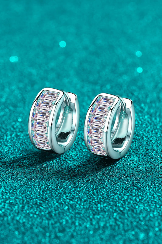 1.8 Carat Moissanite 925 Sterling Silver Huggie Earrings - FunkyPeacockStore (Store description)