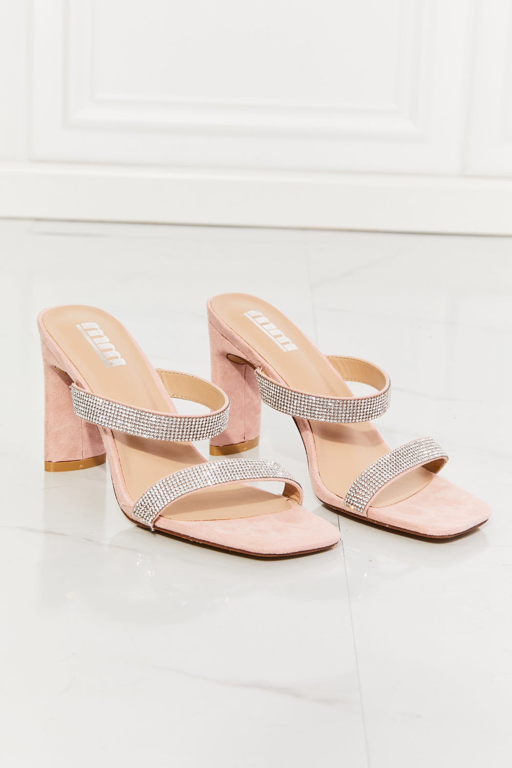 MMShoes Leave A Little Sparkle Rhinestone Block Heel Sandal in Pink - FunkyPeacockStore (Store description)