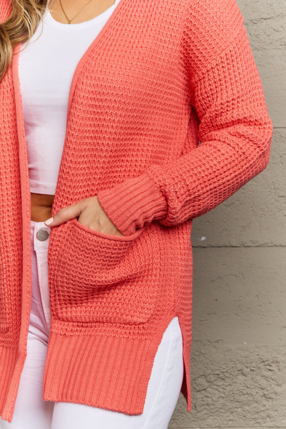 Zenana Bright & Cozy Full Size Waffle Knit Cardigan - FunkyPeacockStore (Store description)