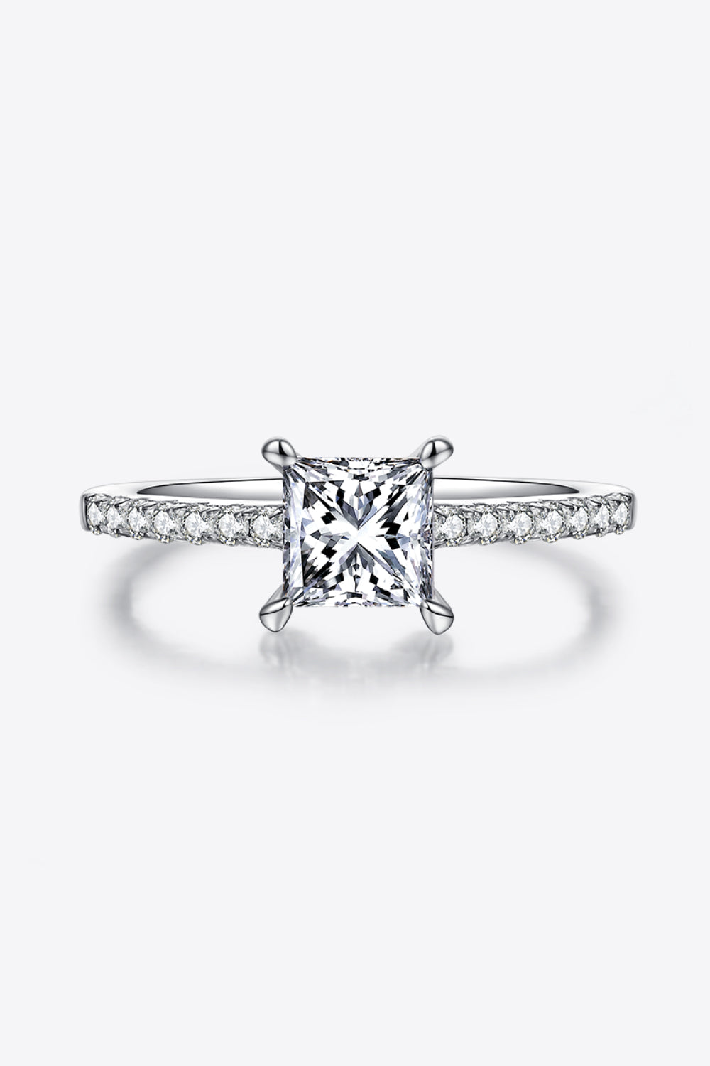 1.21 Carat Moissanite 925 Sterling Silver Side Stone Ring - FunkyPeacockStore (Store description)