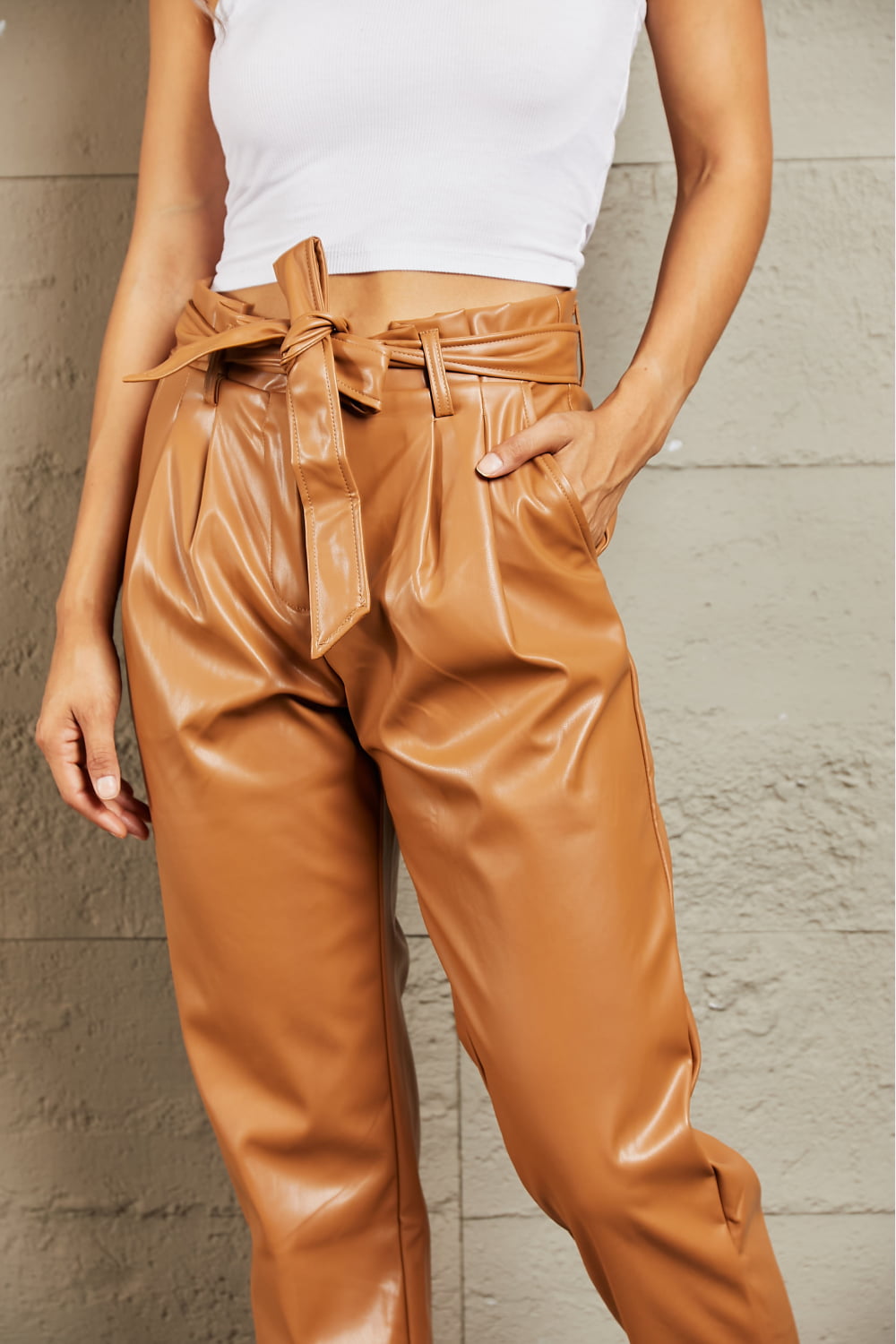 HEYSON Powerful You Faux Leather Paperbag Waist Pants - FunkyPeacockStore (Store description)