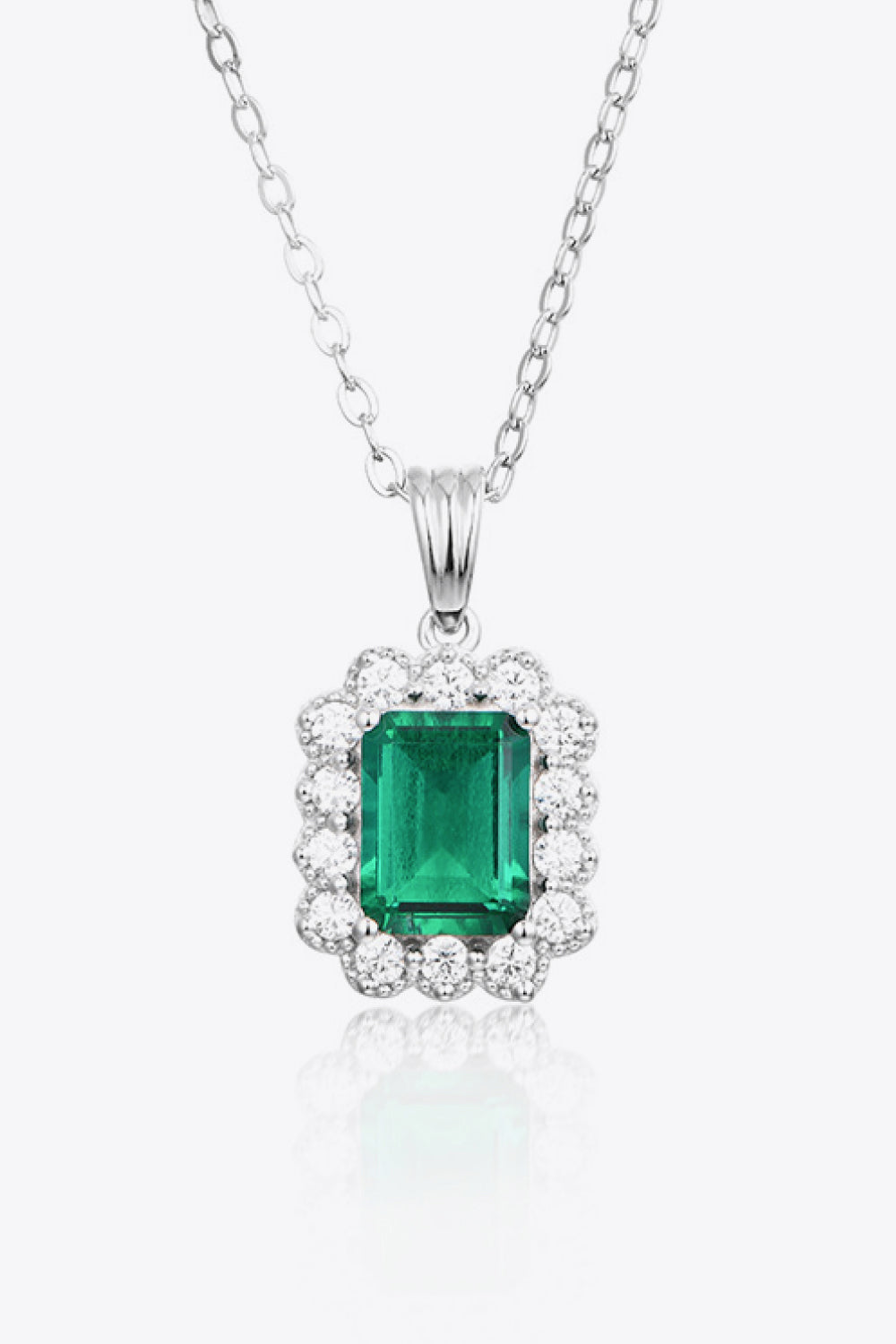 1.5 Carat Lab-Grown Emerald Pendant 925 Sterling Silver Necklace - FunkyPeacockStore (Store description)