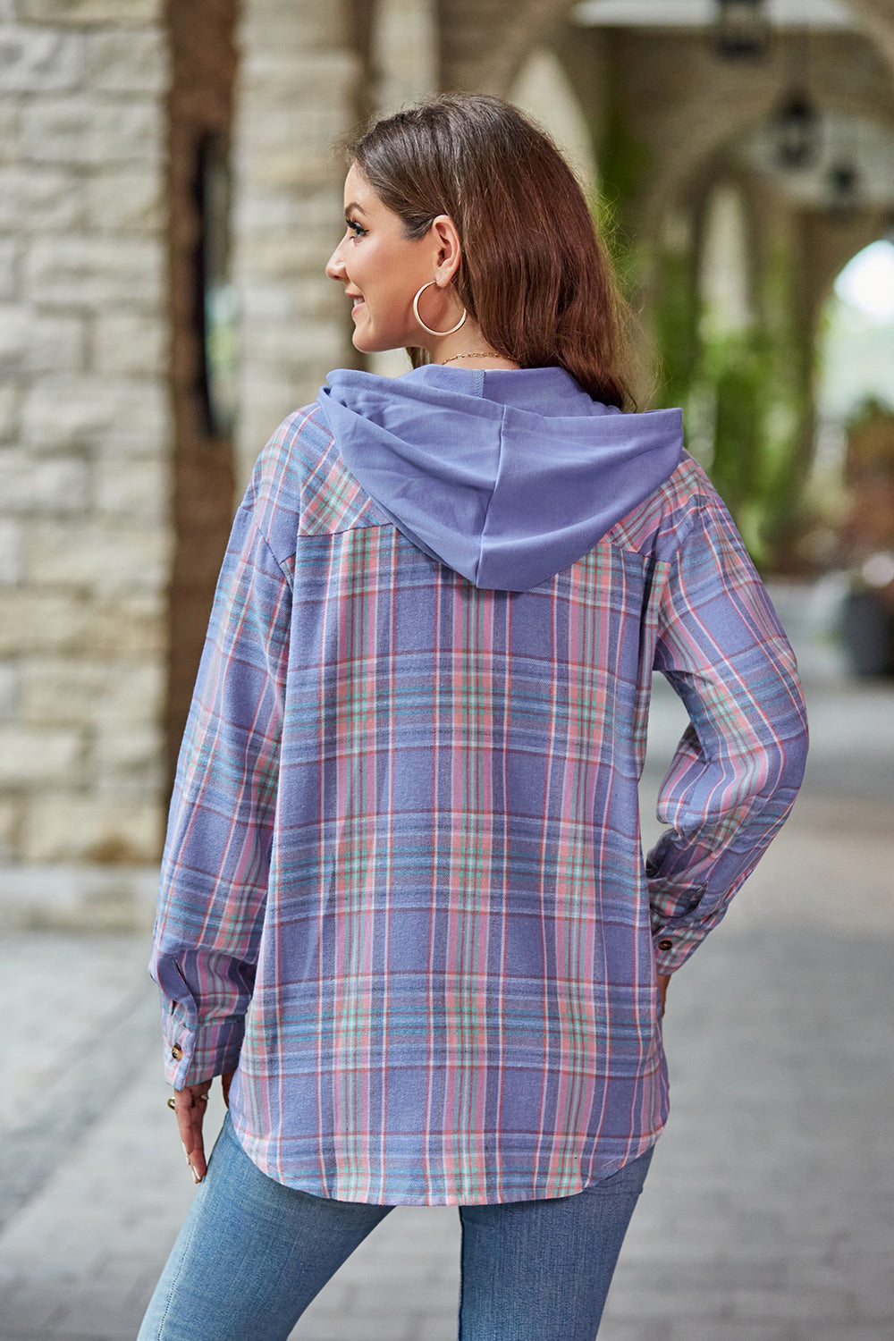 Plaid Long Sleeve Hooded Jacket - FunkyPeacockStore (Store description)