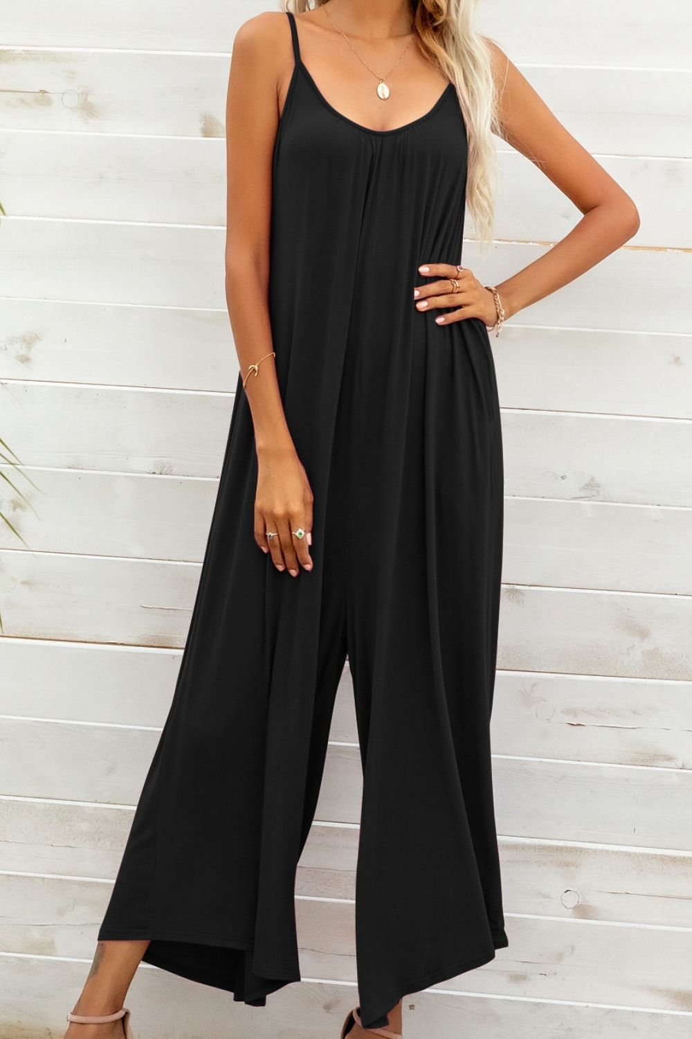 Spaghetti Strap Scoop Neck Jumpsuit - FunkyPeacockStore (Store description)