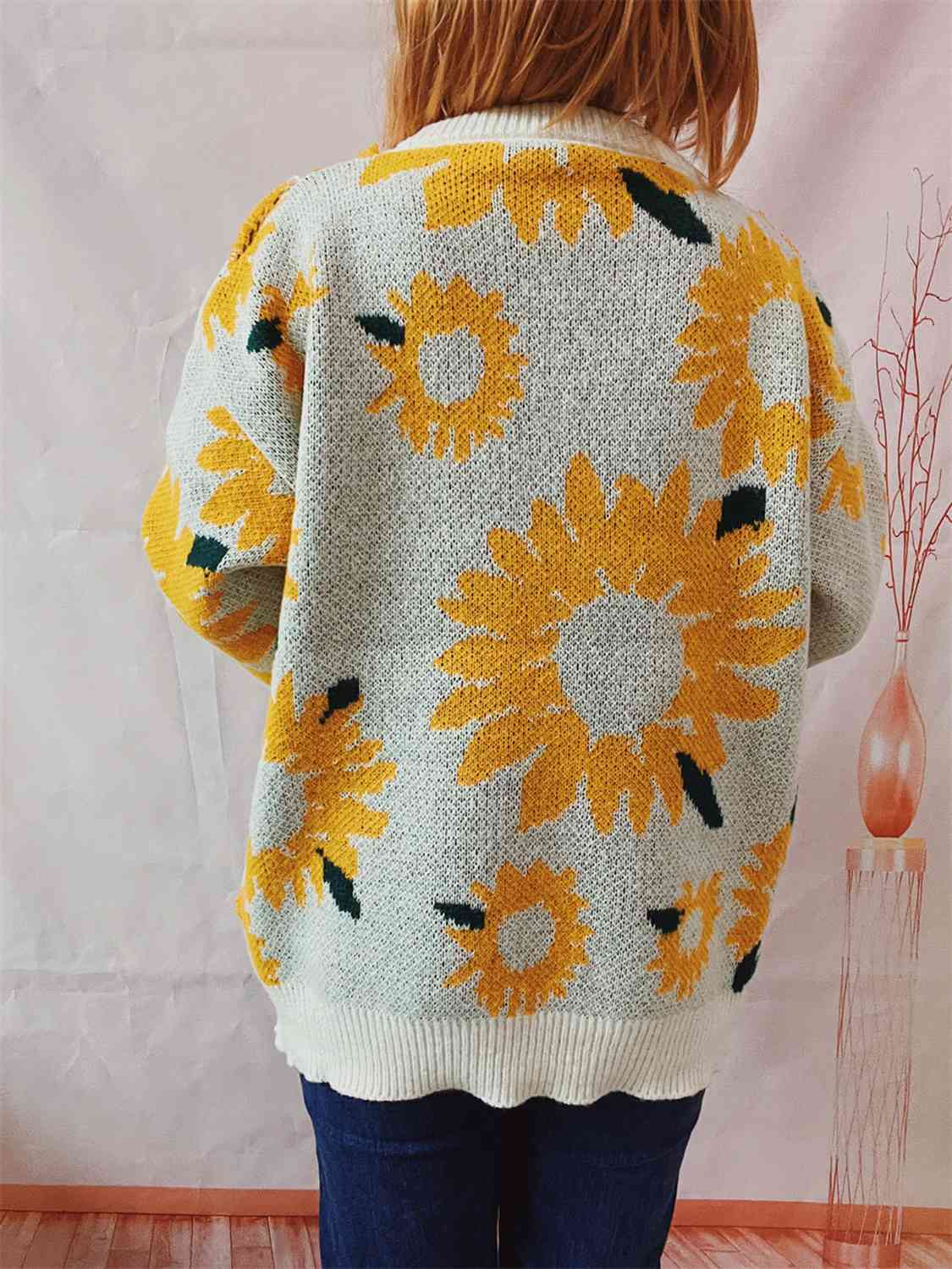 Sunflower Dropped Shoulder Long Sleeve Sweater - FunkyPeacockStore (Store description)