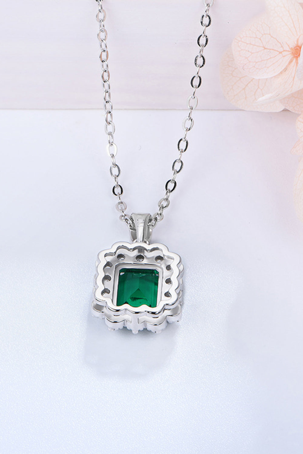 1.5 Carat Lab-Grown Emerald Pendant 925 Sterling Silver Necklace - FunkyPeacockStore (Store description)