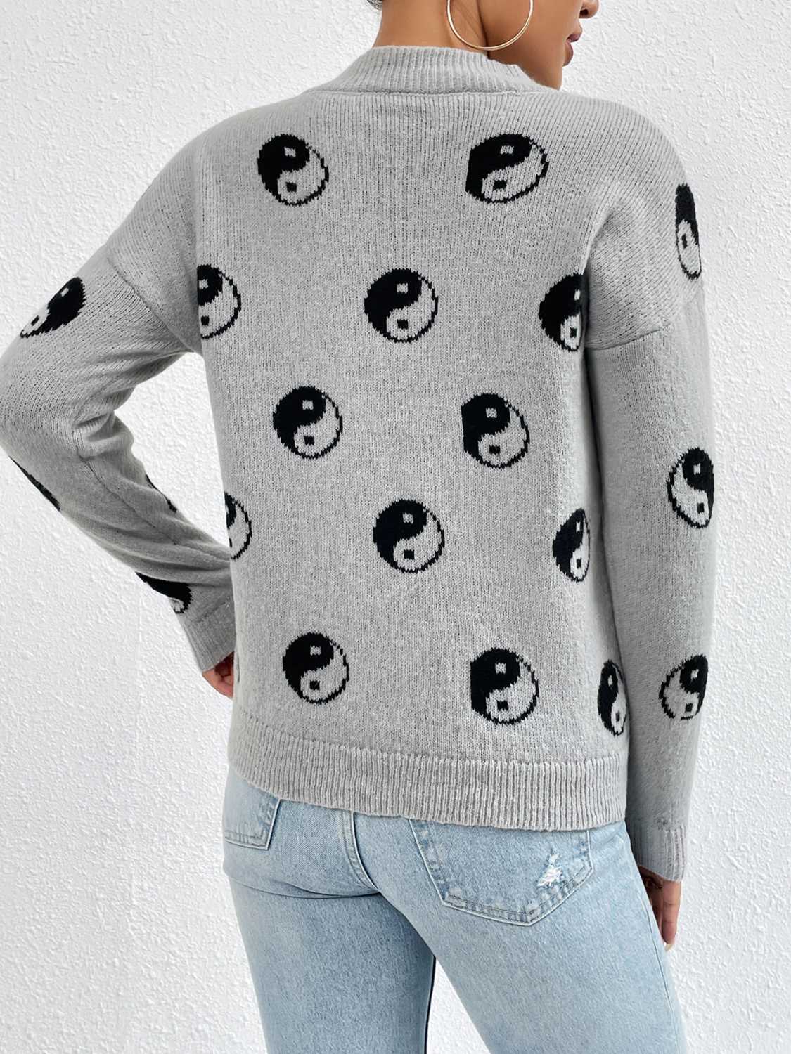 Patterned Drop Shoulder Sweater - FunkyPeacockStore (Store description)