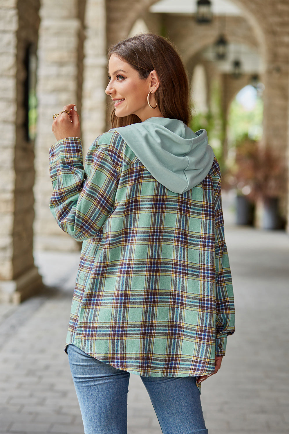 Plaid Long Sleeve Hooded Jacket - FunkyPeacockStore (Store description)