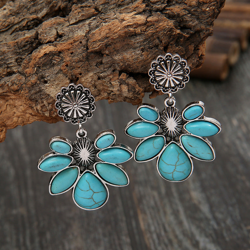 Artificial Turquoise Flower Earrings - FunkyPeacockStore (Store description)