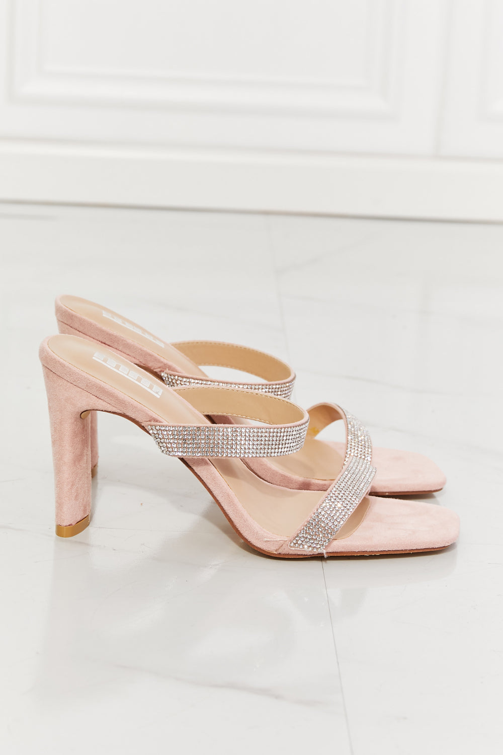 MMShoes Leave A Little Sparkle Rhinestone Block Heel Sandal in Pink - FunkyPeacockStore (Store description)