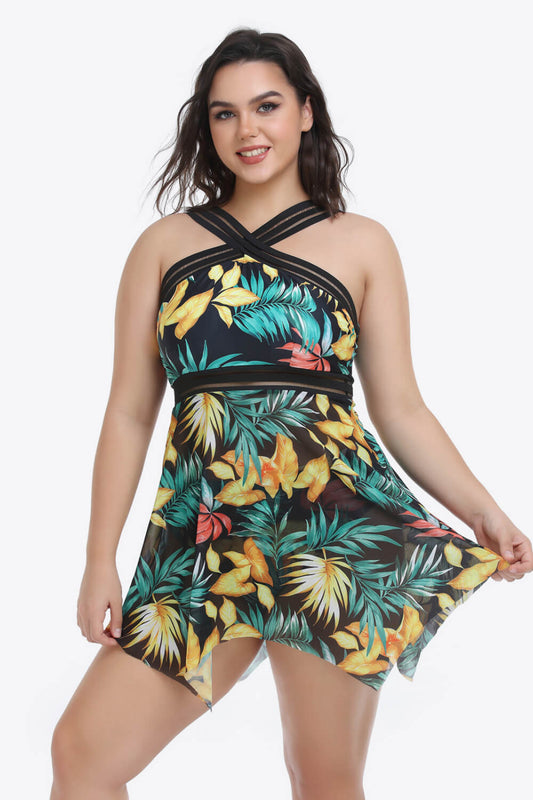 Plus Size Handkerchief-Hem Swim Dress and Bottoms Set - FunkyPeacockStore (Store description)