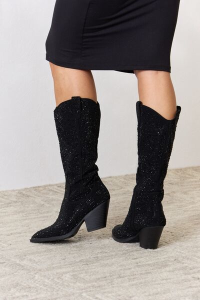 Forever Link Rhinestone Knee High Cowboy Boots - FunkyPeacockStore (Store description)