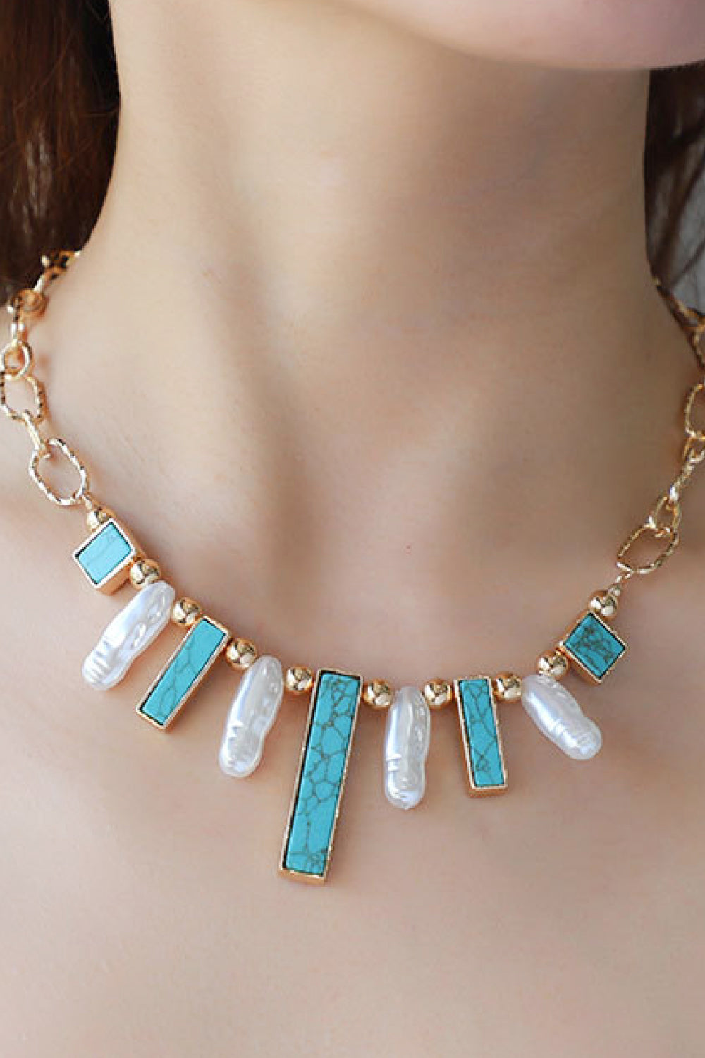 Turquoise Alloy Necklace - FunkyPeacockStore (Store description)