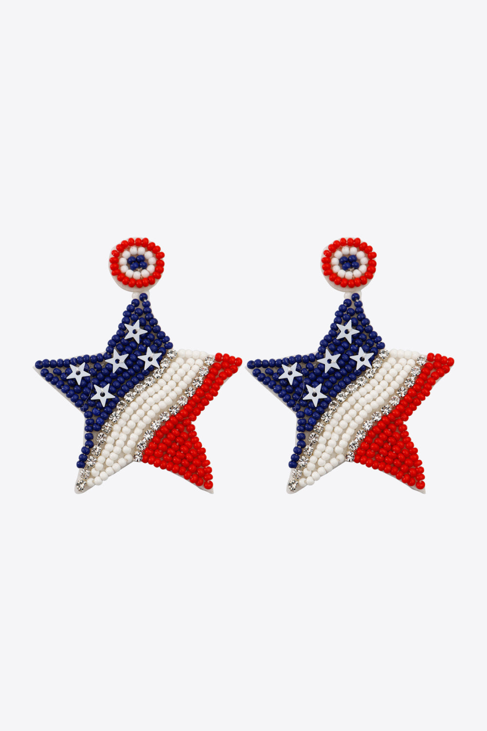 US Flag Beaded Star Earrings - FunkyPeacockStore (Store description)
