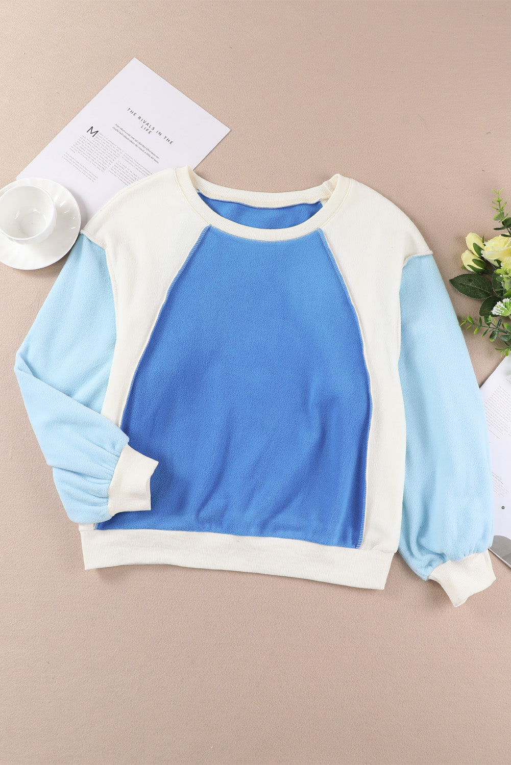 Round Neck Dropped Shoulder Color Block Sweatshirt - FunkyPeacockStore (Store description)