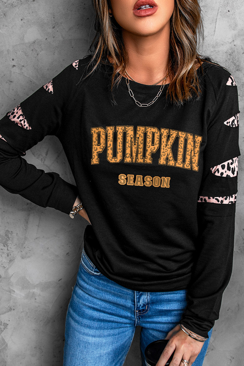 PUMPKIN SEASON Graphic  Leopard Sweatshirt - FunkyPeacockStore (Store description)