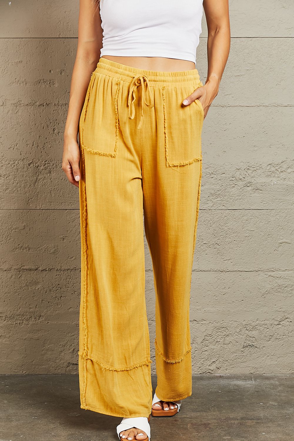 HEYSON Love Me Full Size Mineral Wash Wide Leg Pants - FunkyPeacockStore (Store description)