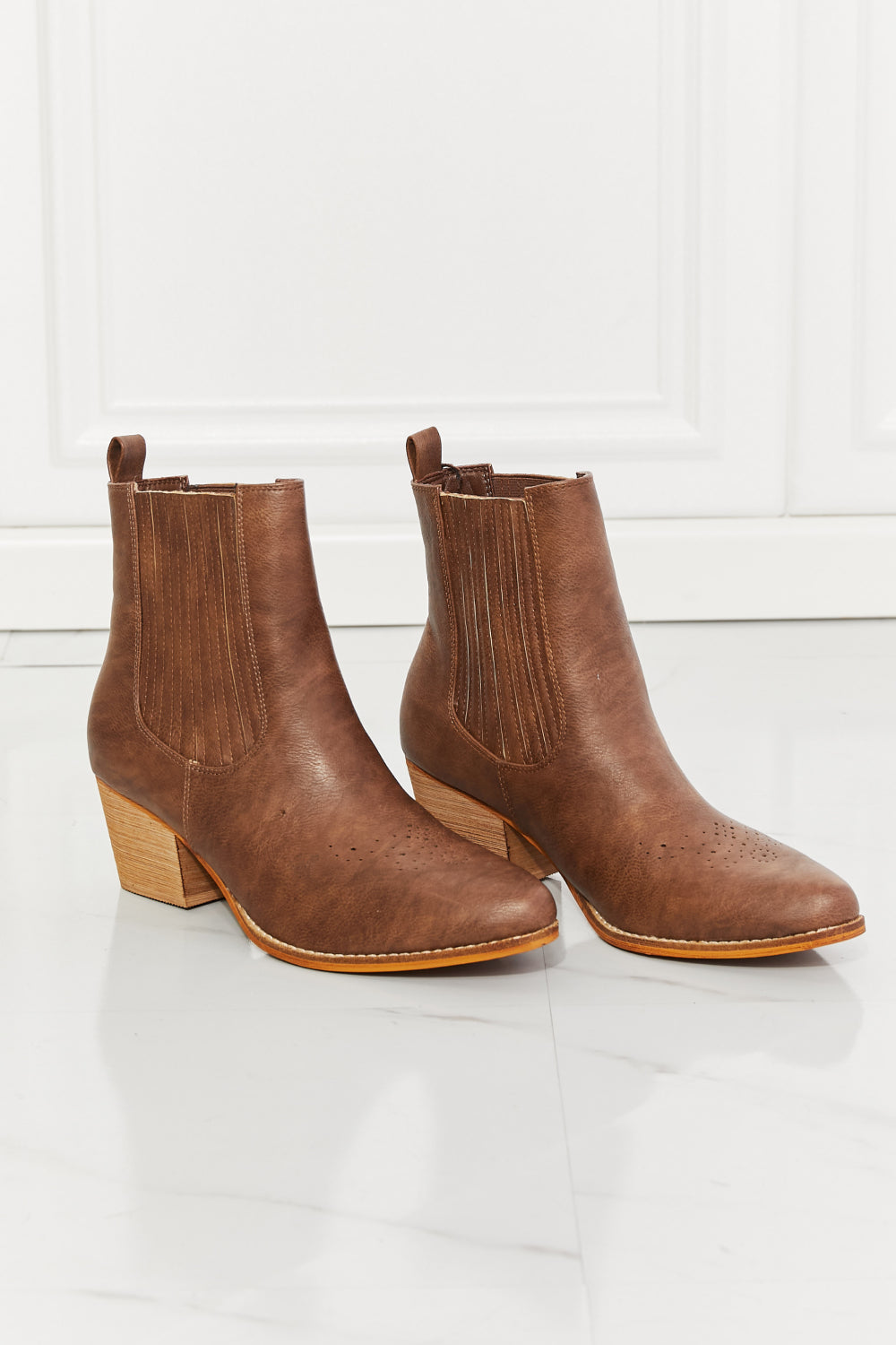 MMShoes Love the Journey Stacked Heel Chelsea Boot in Chestnut - FunkyPeacockStore (Store description)