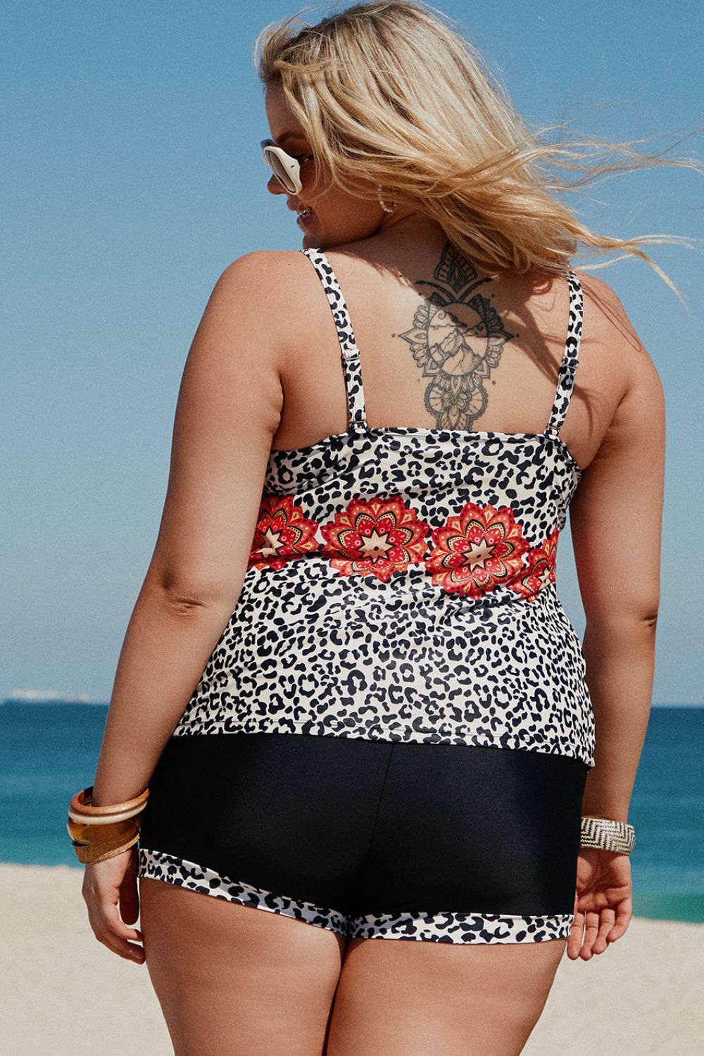 Mixed Print Tankini Set with Pockets - FunkyPeacockStore (Store description)