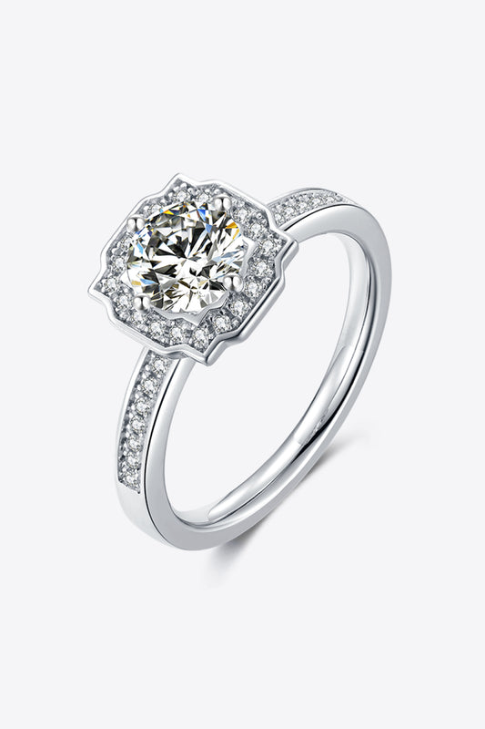 1 Carat Moissanite 925 Sterling Silver Halo Ring - FunkyPeacockStore (Store description)