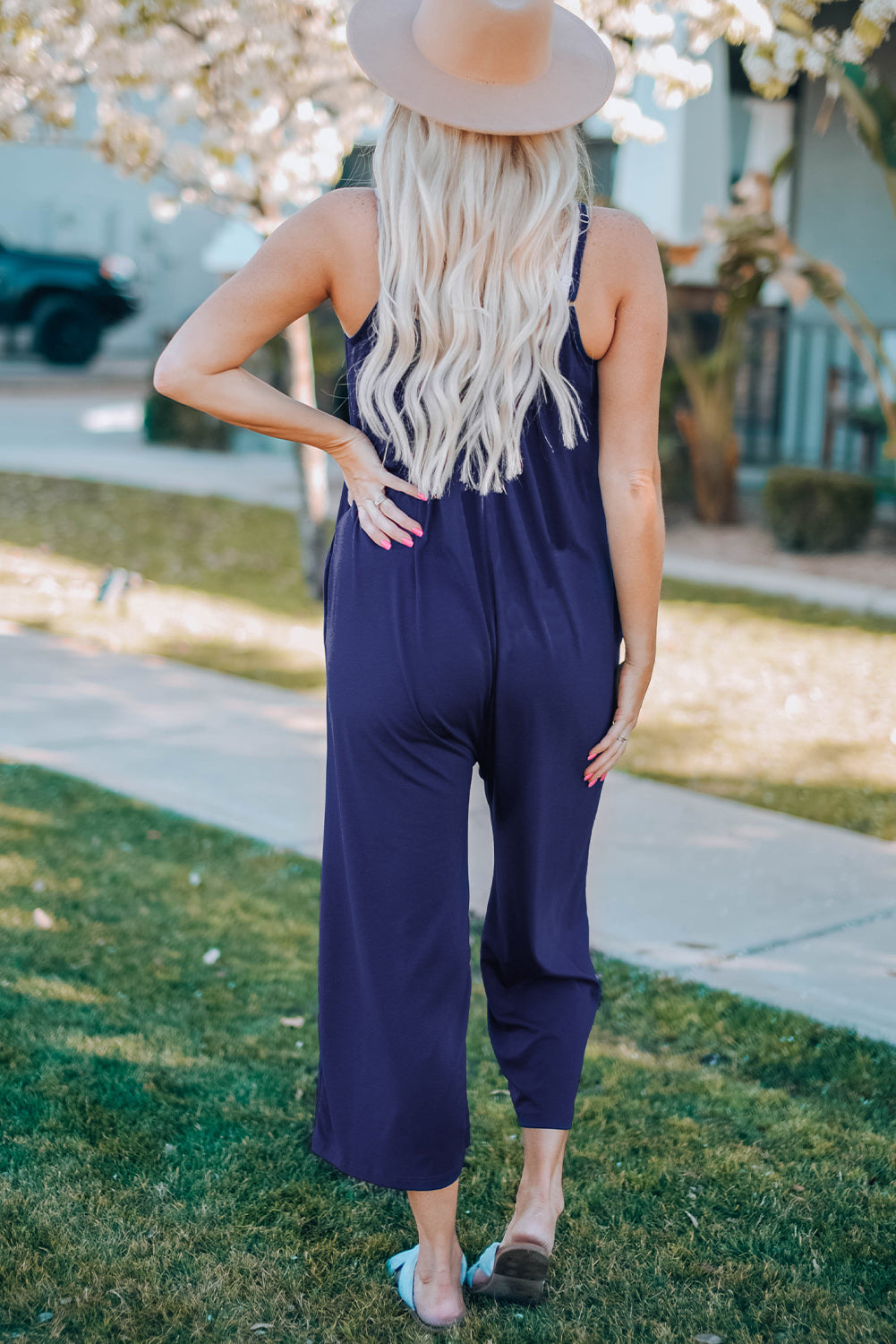 Spaghetti Strap Wide Leg Jumpsuit - FunkyPeacockStore (Store description)