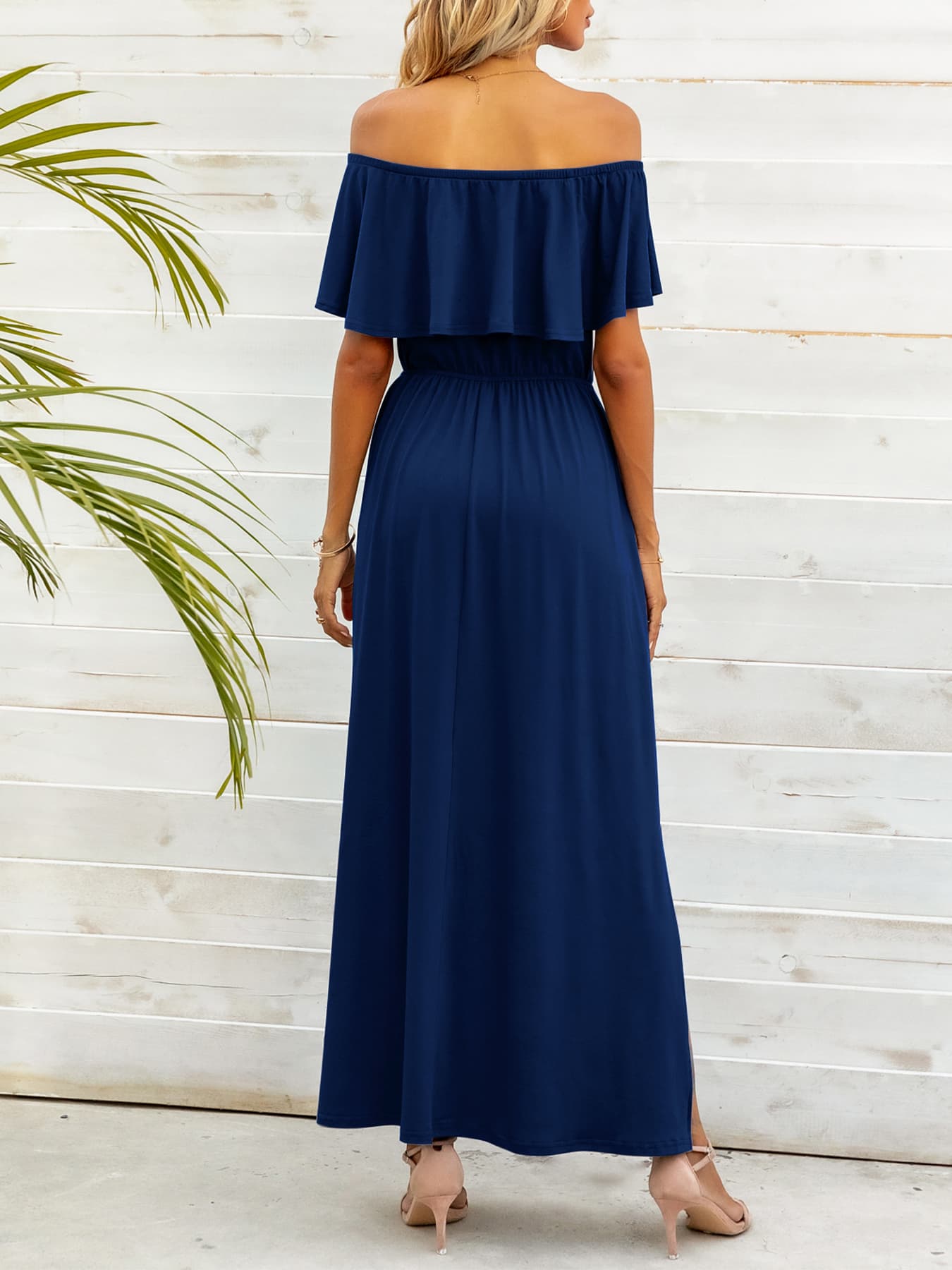 Off-Shoulder Slit Maxi Dress - FunkyPeacockStore (Store description)