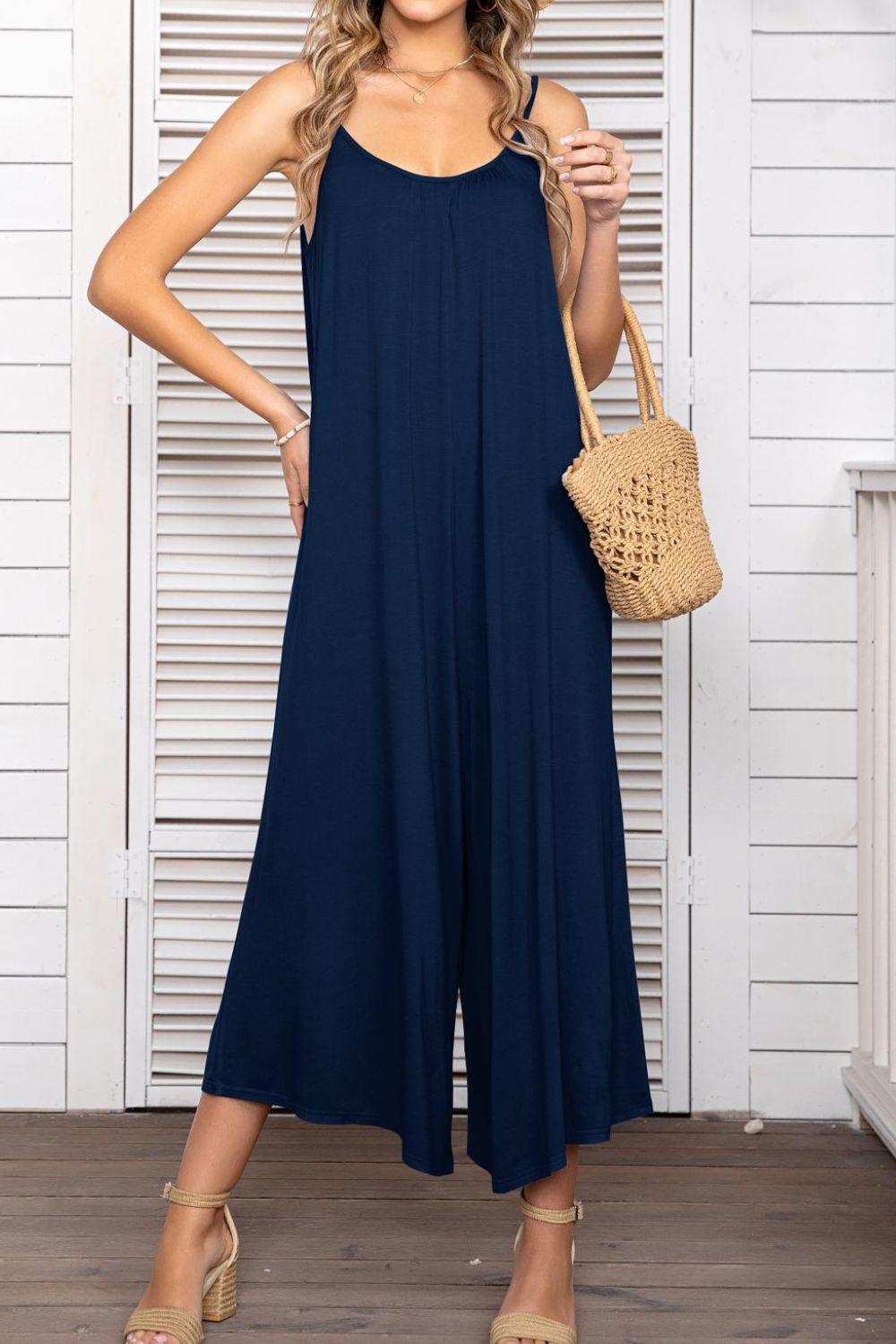 Spaghetti Strap Scoop Neck Jumpsuit - FunkyPeacockStore (Store description)