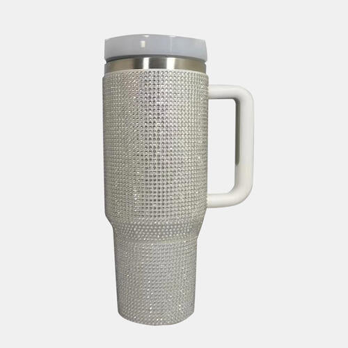 Rhinestone Stainless Steel Tumbler with Straw - FunkyPeacockStore (Store description)