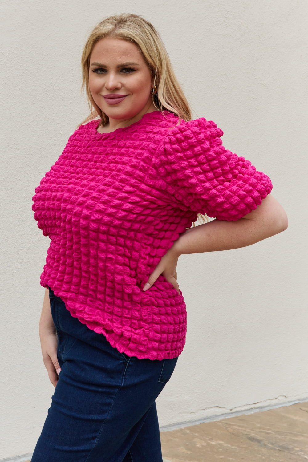 And The Why Bubble textured Puff Sleeve Top - FunkyPeacockStore (Store description)