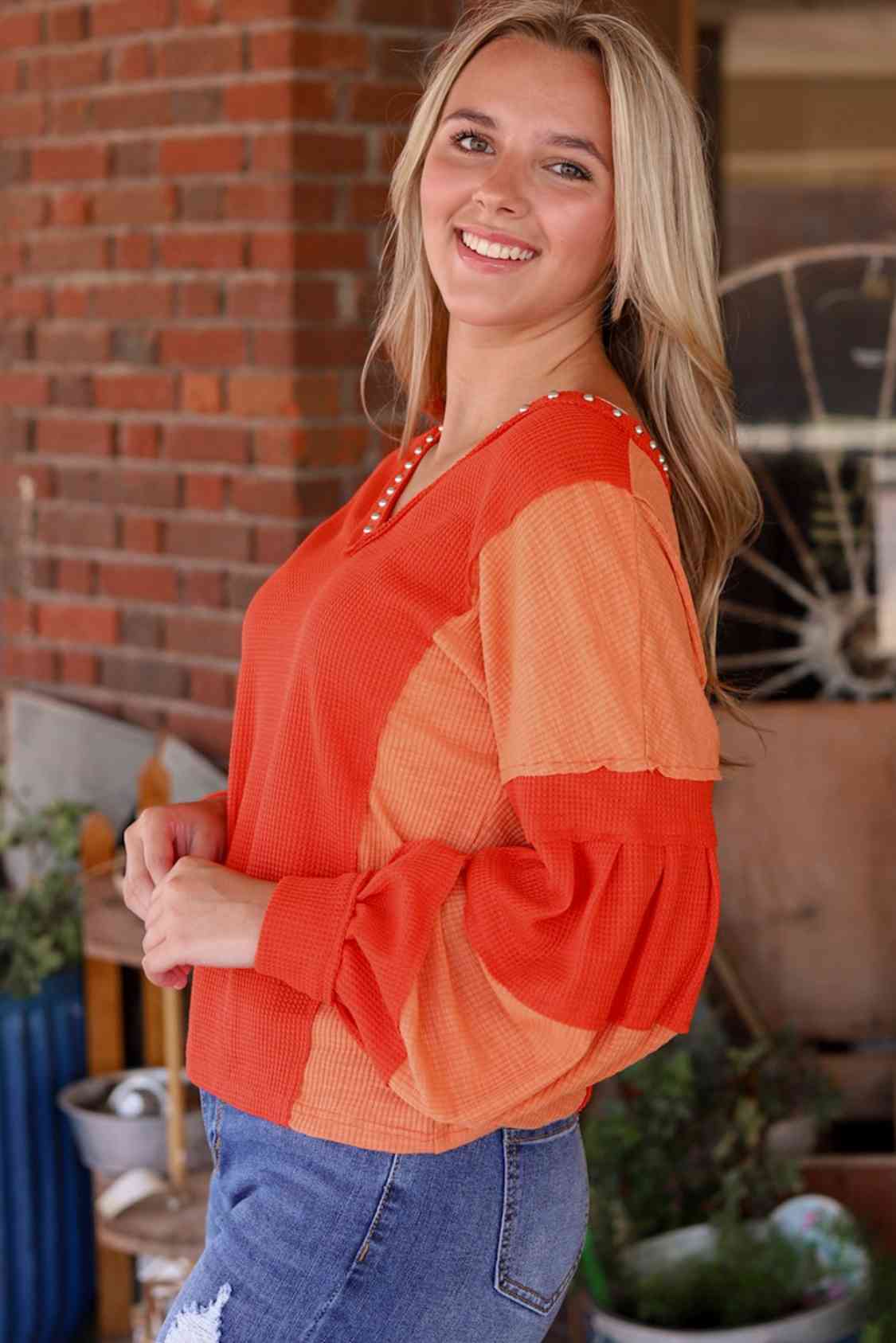 Color Block V-Neck Top - FunkyPeacockStore (Store description)