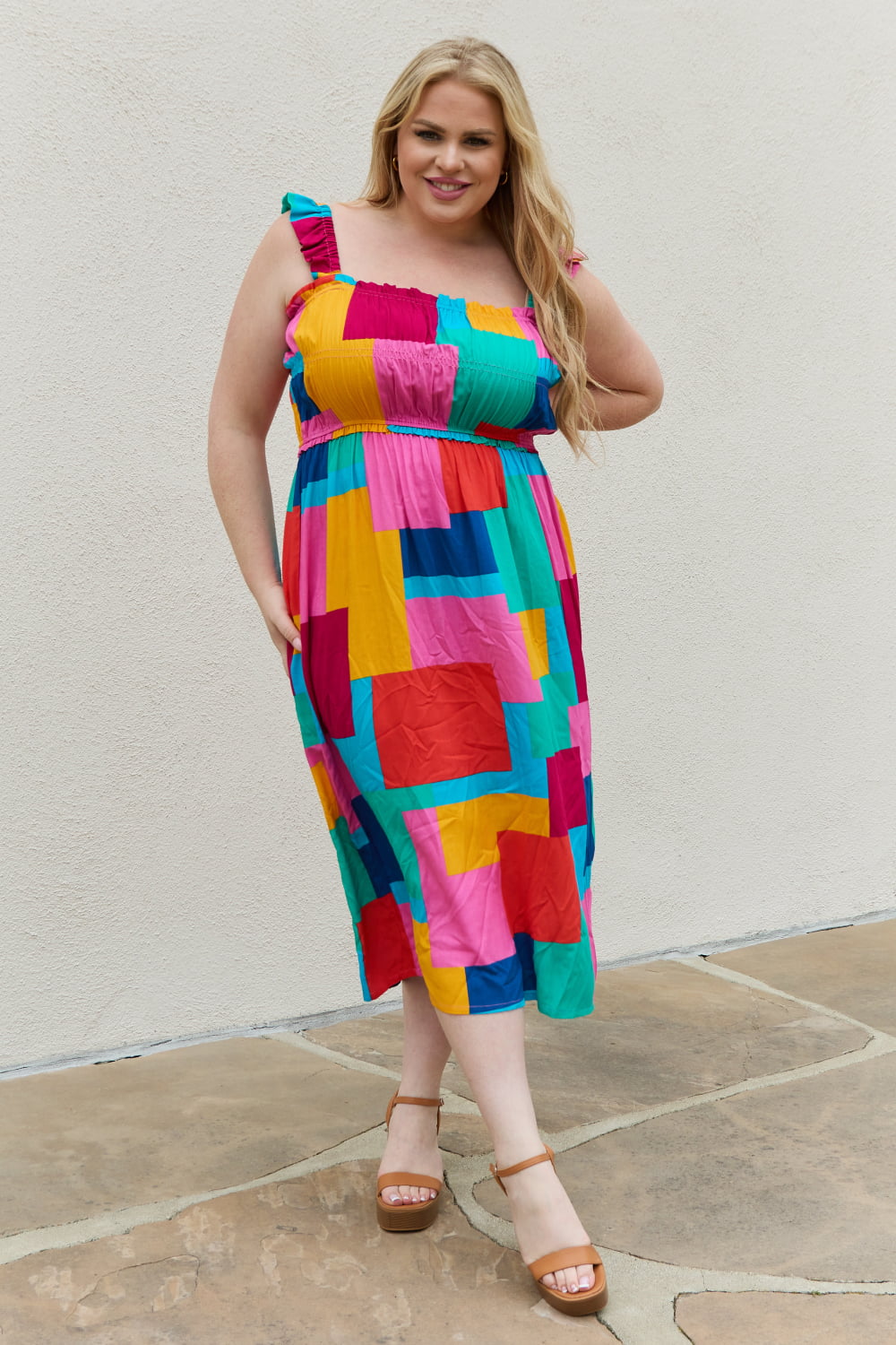 And The Why Multicolored Square Print Summer Dress - FunkyPeacockStore (Store description)