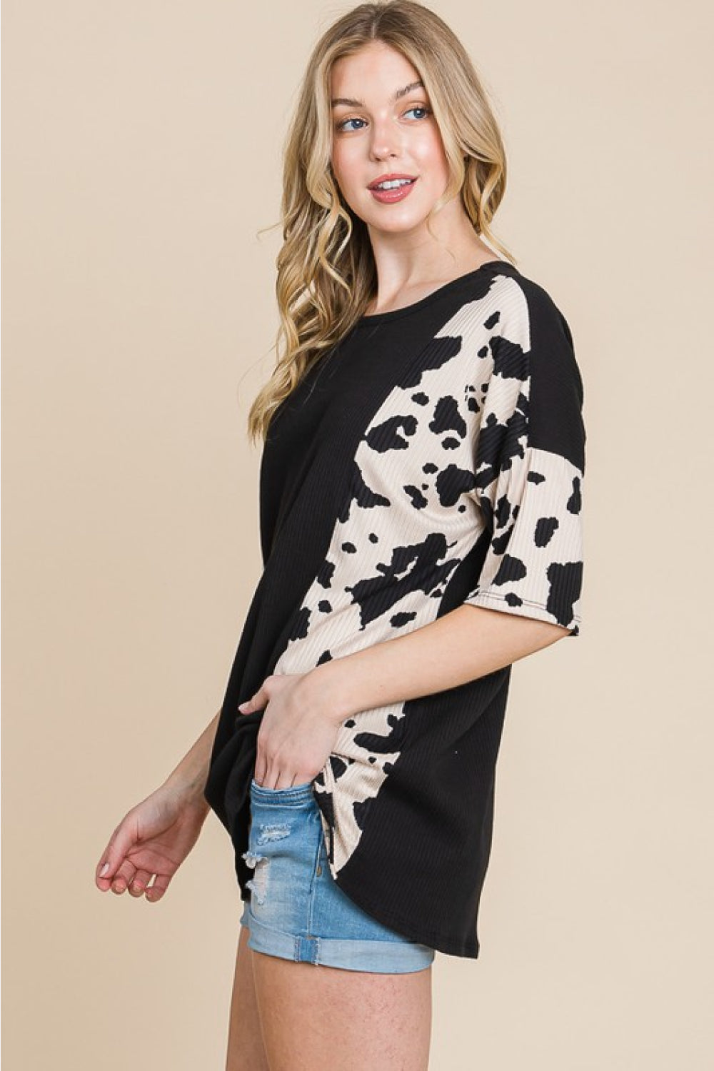 BOMBOM Rodeo Love Ribbed Animal Contrast Tee - FunkyPeacockStore (Store description)