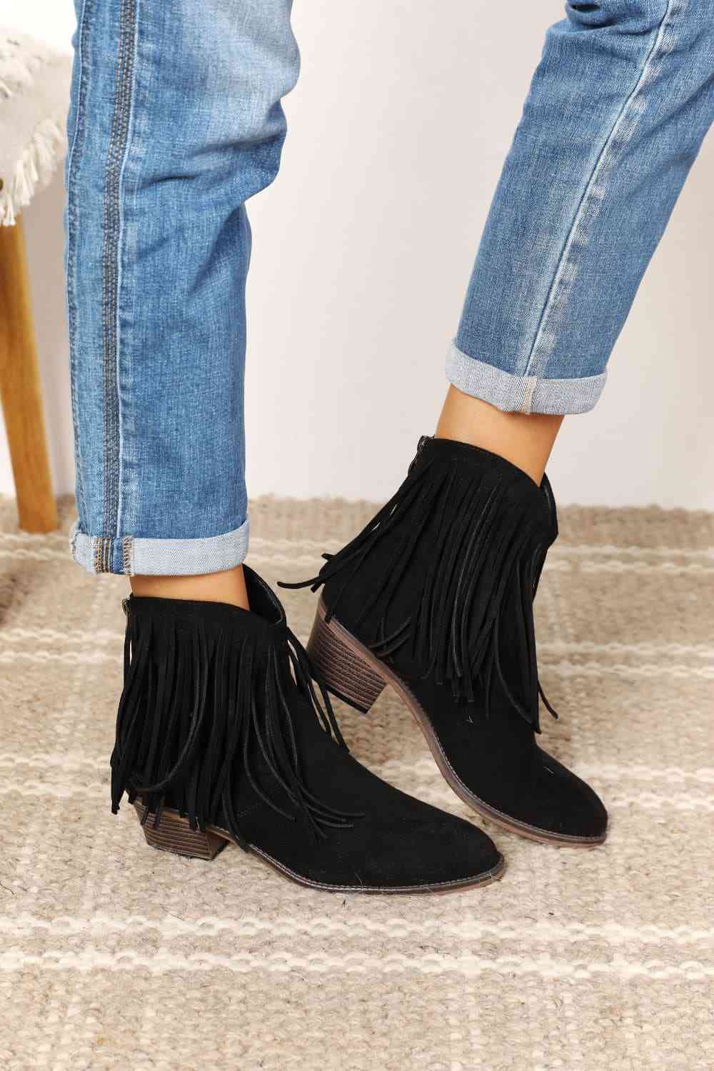 Legend Women's Fringe Cowboy Western Ankle Boots - FunkyPeacockStore (Store description)