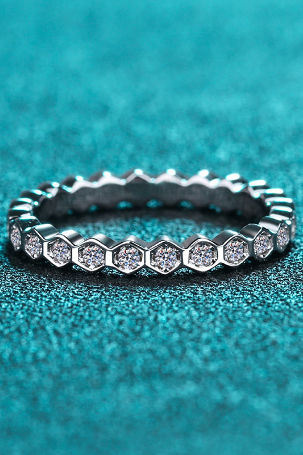 Moissanite 925 Sterling Silver Eternity Ring - FunkyPeacockStore (Store description)