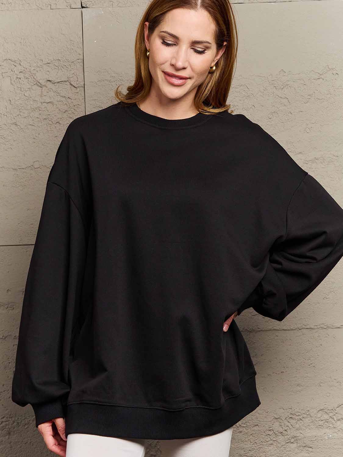 Simply Love Full Size Dropped Shoulder Sweatshirt - FunkyPeacockStore (Store description)