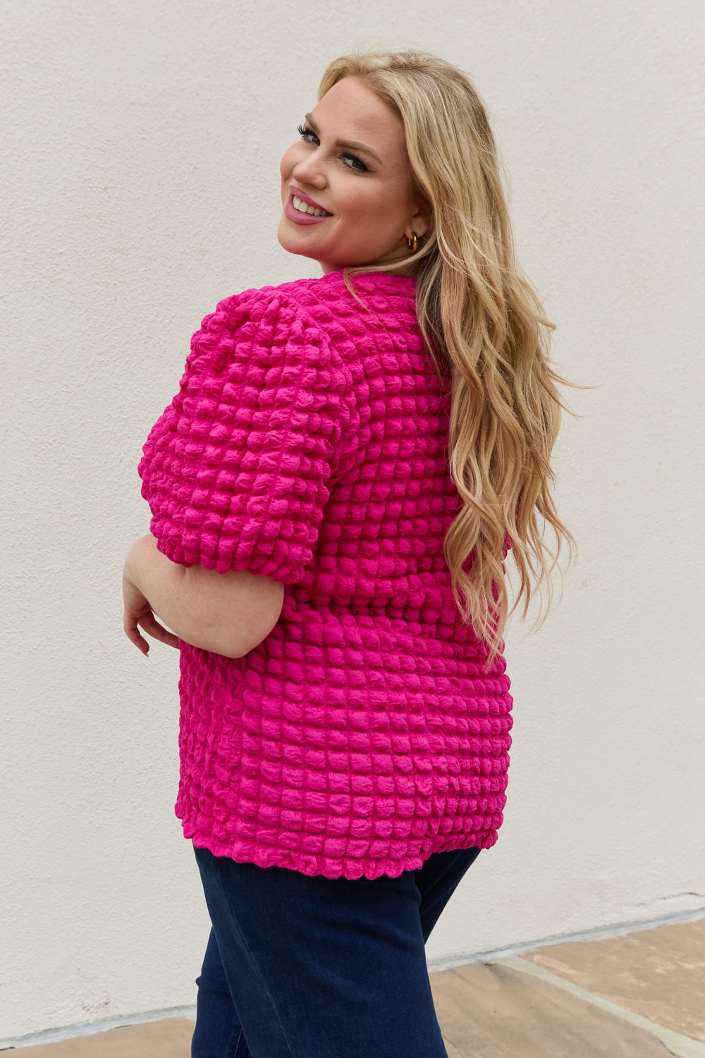 And The Why Bubble textured Puff Sleeve Top - FunkyPeacockStore (Store description)