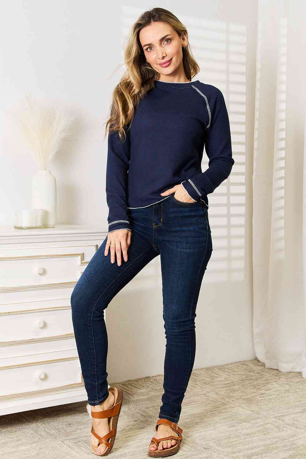 Basic Bae Long Raglan Sleeve Round Neck Top - FunkyPeacockStore (Store description)