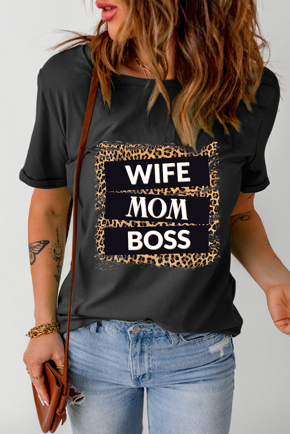 WIFE MOM BOSS Leopard Graphic Tee - FunkyPeacockStore (Store description)