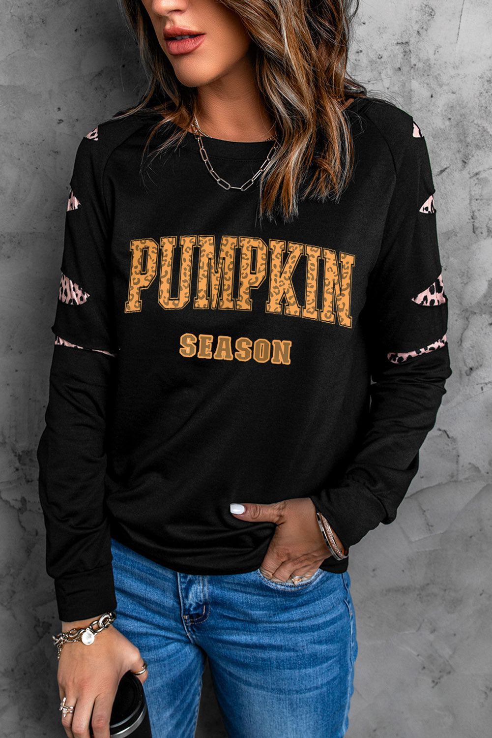 PUMPKIN SEASON Graphic  Leopard Sweatshirt - FunkyPeacockStore (Store description)