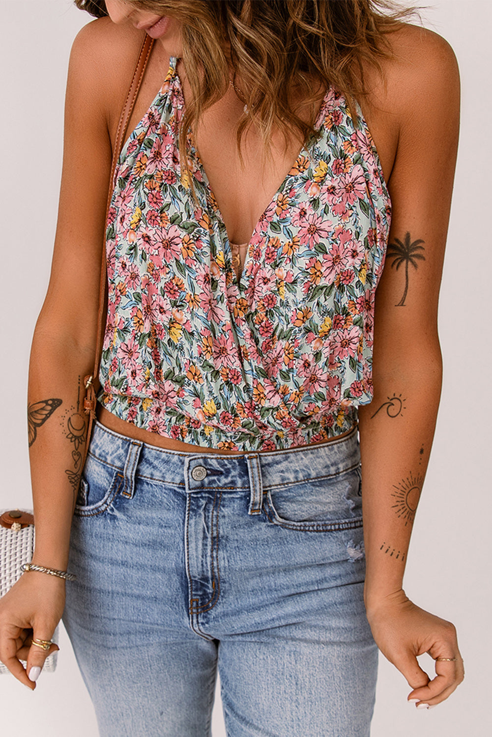 Floral Surplice Neck Top - FunkyPeacockStore (Store description)