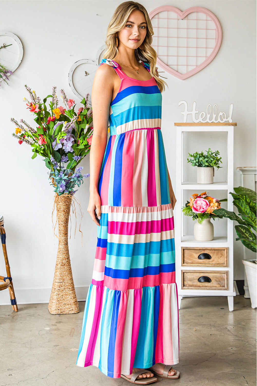 Striped Sleeveless Maxi Dress - FunkyPeacockStore (Store description)